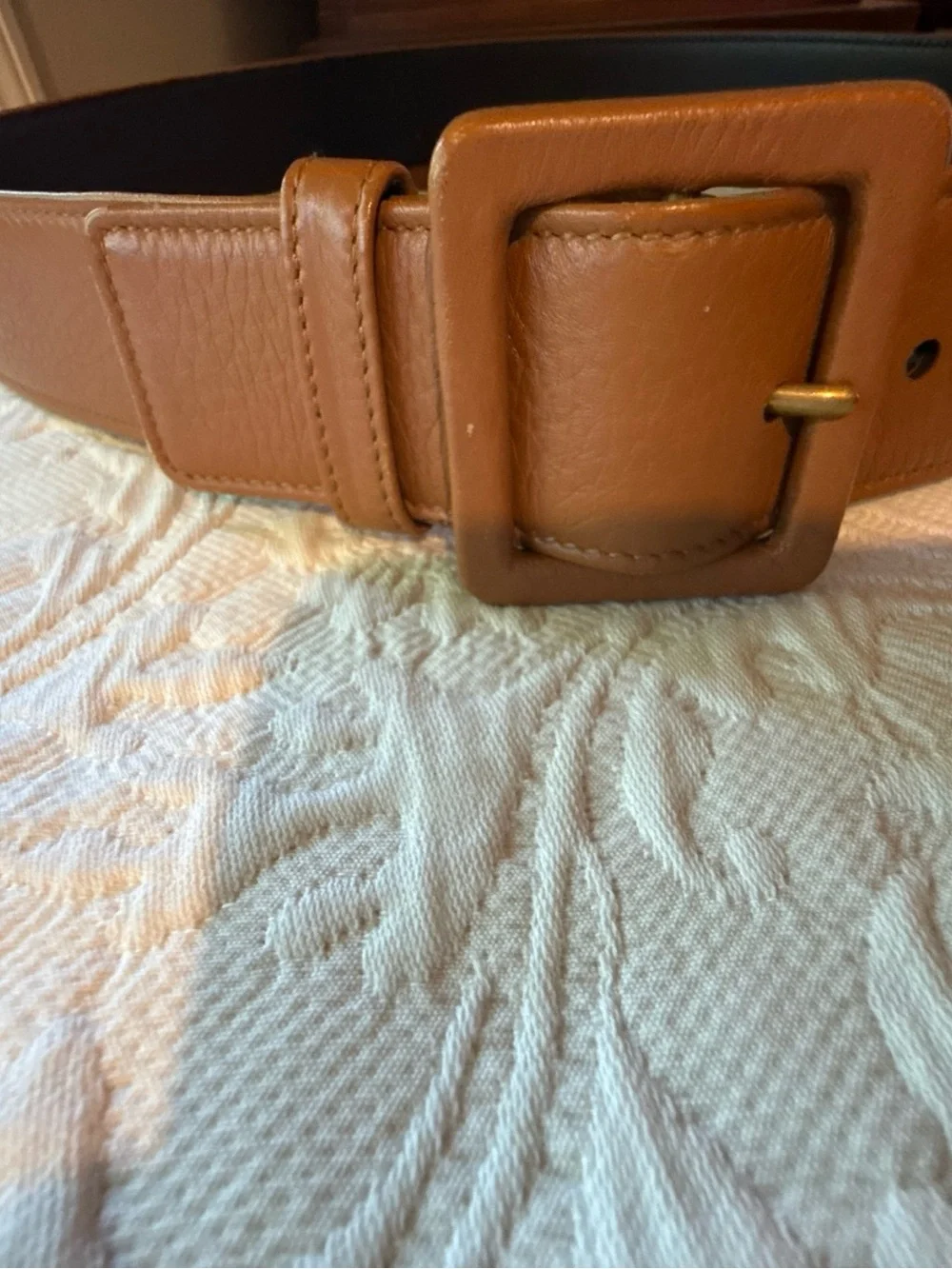 YSL Vintage Women Tan Color Leather Belt  Buckle